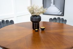 Venture Design AB Set za blagovanje okrugli stol 140x75 cm smeđe i sive boje, stol i stolice