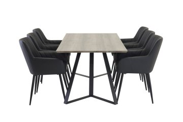 Venture Design AB Set blagovaonskog stola i stolica 180x90x75 cm sivi crni