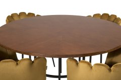 Venture Design AB Set za blagovanje, okrugli stol 140x75 cm, smeđa i žuta, stol i stolice