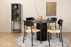 Venture Design AB Set za blagovaonski stol i stolice, okrugli stol 110x74 cm, crni