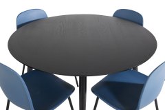 Venture Design AB Set za blagovanje Stol i stolice Dipp i Arctic Stol 115 cm Stolica 47,5x82x49 cm Crna Plava