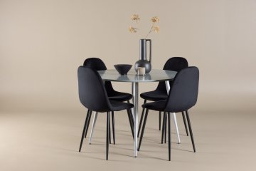Venture Design AB Blagovaonski set Plaza stol za blagovanje i stolice Polar za blagovanje 100x75 cm siva i crna