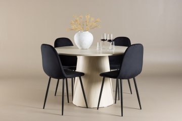 Venture Design AB Blagovaonski set Lanzo blagovaonski stol s Polar blagovaonskim stolicama 120x75 cm bijeli prani i crni