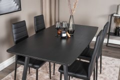 Venture Design AB Set za blagovanje Inca stol 75x160x85 cm stolica 48x98x42 cm crna