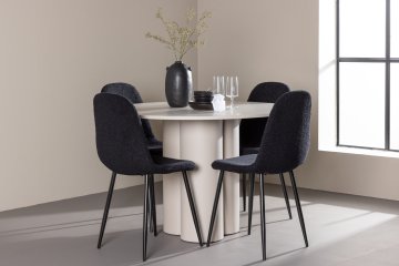 Venture Design AB Blagovaonski set Olivia blagovaonski stol 110x75 cm s Polar stolicama, bež i crna