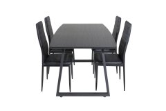 Venture Design AB Set za blagovanje Inca stol 75x160x85 cm stolica 48x98x42 cm crna