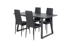 Venture Design AB Set za blagovanje Inca stol 75x160x85 cm stolica 48x98x42 cm crna
