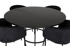 Venture Design AB Set za blagovaonski stol i stolice, okrugli stol 140x74 cm, stolica 55x78x55 cm, crna