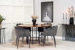 Venture Design AB Set za blagovanje, okrugli stol 140x75 cm, smeđa i siva, stol i stolice