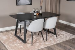 Venture Design AB Set za blagovanje Inca stol 75x160x85 cm stolica 57x76,5x50 cm crna svijetlosiva