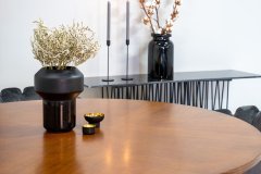 Venture Design AB Set za blagovanje, okrugli stol 140x75 cm, smeđa i siva, stol i stolice