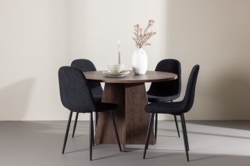 Venture Design AB Blagovaonski set Bootcut stol za blagovanje i Polar stolice za blagovanje 110x75 cm, boja moka i crna