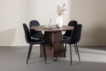 Venture Design AB Blagovaonski set Bootcut stol za blagovanje i Polar stolice za blagovanje 110x75 cm, boja moka i crna