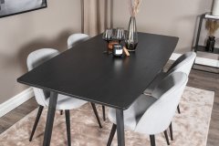 Venture Design AB Set za blagovanje Inca stol 75x160x85 cm stolica 57x76,5x50 cm crna svijetlosiva
