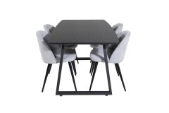Venture Design AB Set za blagovanje Inca stol 75x160x85 cm stolica 57x76,5x50 cm crna svijetlosiva