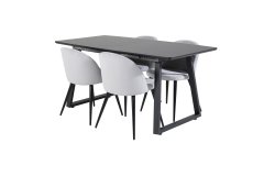 Venture Design AB Set za blagovanje Inca stol 75x160x85 cm stolica 57x76,5x50 cm crna svijetlosiva