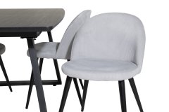 Venture Design AB Set za blagovanje Inca stol 75x160x85 cm stolica 57x76,5x50 cm crna svijetlosiva