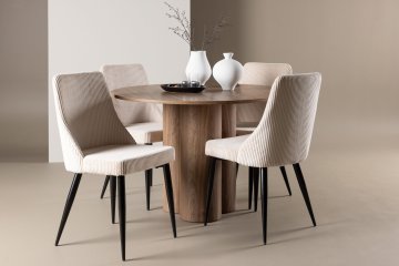 Venture Design AB Blagovaonski set Olivia stol 110x75 cm smeđi i stolice Leone bež