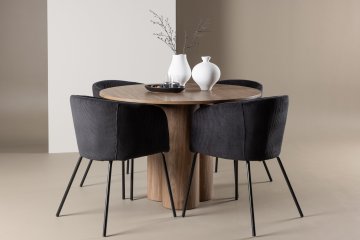Venture Design AB Blagovaonski set Olivia stol i stolice Berit stol 110x75 cm smeđi crni