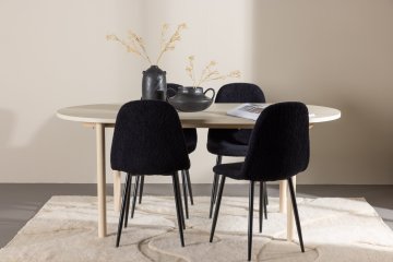 Venture Design AB Blagovaonski set Andy stol za blagovanje i stolica Polar 180x90x75 cm bijeli prani i crni
