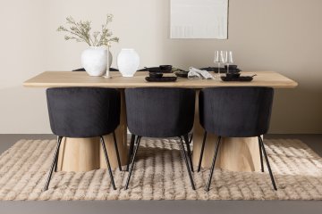 Venture Design AB Blagovaonski set Olivia blagovaonski stol i stolica Berit 210x100x77 cm prirodna i crna