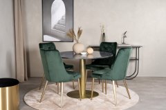 Venture Design AB Set za blagovanje Estelle stol 106x75 cm stolica 66x88,5x50 cm tamnosiva zelena