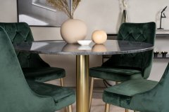 Venture Design AB Set za blagovanje Estelle stol 106x75 cm stolica 66x88,5x50 cm tamnosiva zelena