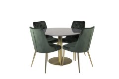 Venture Design AB Set za blagovanje Estelle stol 106x75 cm stolica 66x88,5x50 cm tamnosiva zelena