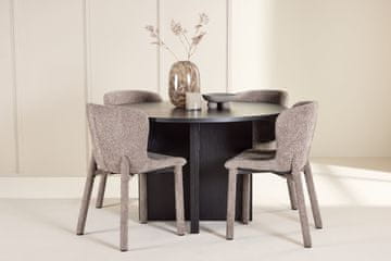 Venture Design AB Set blagovaonskog stola i stolica Strada stol 120x74 cm crni i smeđi, 4 Astoria stolice