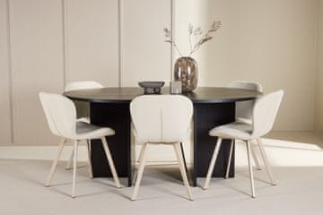 Venture Design AB Set blagovaonskog stola i stolica Strada stol i 6 Lilja stolica 120x74 cm crna i bež