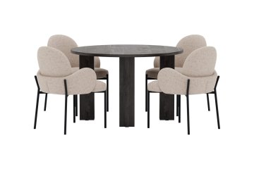 Venture Design AB Blagovaonski set Juno okrugli stol i stolice Blom 120x75 cm crna bež