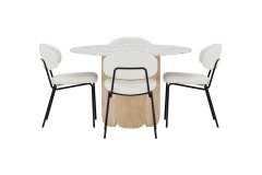 Venture Design AB Set za blagovaonski stol i stolice, okrugli stol Ø120x75 cm, bijeli