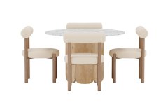 Venture Design AB Set za blagovaonski stol i stolice, okrugli stol 120x75 cm i 2 bijele stolice