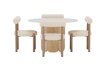 Venture Design AB Set za blagovaonski stol i stolice, okrugli stol 120x75 cm i 2 bijele stolice