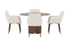 Venture Design AB Set za blagovaonski stol i stolice, okrugli stol 120x75 cm, 2 stolice u boji moka i bež