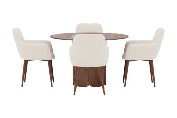 Venture Design AB Set za blagovaonski stol i stolice, okrugli stol 120x75 cm, 2 stolice u boji moka i bež