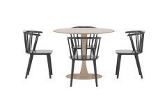 Venture Design AB Set za blagovaonski stol i stolice, okrugli stol Ø100x75 cm, bež i crna