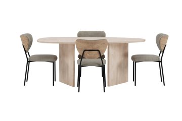 Venture Design AB Set blagovaonskog stola i stolica Grönvik s 4 leptir stolice 180x90x75 cm bež