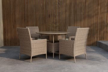 Venture Design AB Blagovaonski set okrugli stol i četiri stolice Stol 110x72 cm Stolica 60x90x60 cm smeđa
