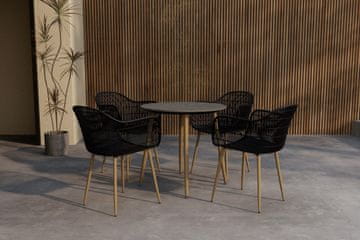 Venture Design AB Blagovaonski set okrugli stol i četiri stolice, stol promjera 80 cm, crni
