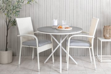 Venture Design AB Vanjski blagovaonski set okrugli stol 90 cm, stolice 62x96x55 cm, siva