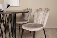 Venture Design AB Set za blagovaonski stol i stolice Stone okrugli stol i Limhamn svijetle stolice Stol 120x74 cm Stolica 42x82x44 cm Crna Bež