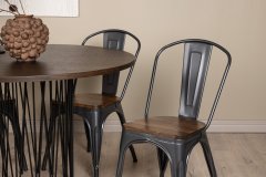 Venture Design AB Set za blagovaonski stol i stolice Stone i Tempe, stol 120x74 cm, crni, moka, tamnosivi, tamnosmeđi