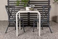 Venture Design AB Set stolića za kavu i stolica za blagovanje, stol 75x70x70 cm, stolica 48x88x48 cm, bež i tamnosiva