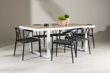 Venture Design AB Blagovaonski set Merlo stol i Stina stolice 200x90x75 cm bijela i crna