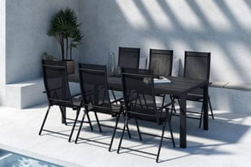Venture Design AB Blagovaonski set Mirko stol i stolice Levanzo 205x90x74 cm crne boje