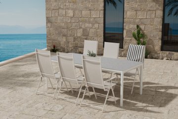 Venture Design AB Blagovaonski set Lino stol s 6 Levanzo stolica 74x220x100 cm bež