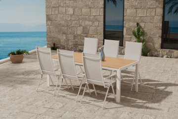 Venture Design AB Blagovaonski set Break stol s 6 Levanzo stolica 74x205x90 cm bež