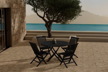 Venture Design AB Blagovaonski set Kenya stol 120x75 cm 4 stolice 61x89x47 cm crne boje
