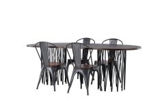 Venture Design AB Set za blagovaonski stol i stolice Stone Oval i Tempe 74x220x100 cm Crni